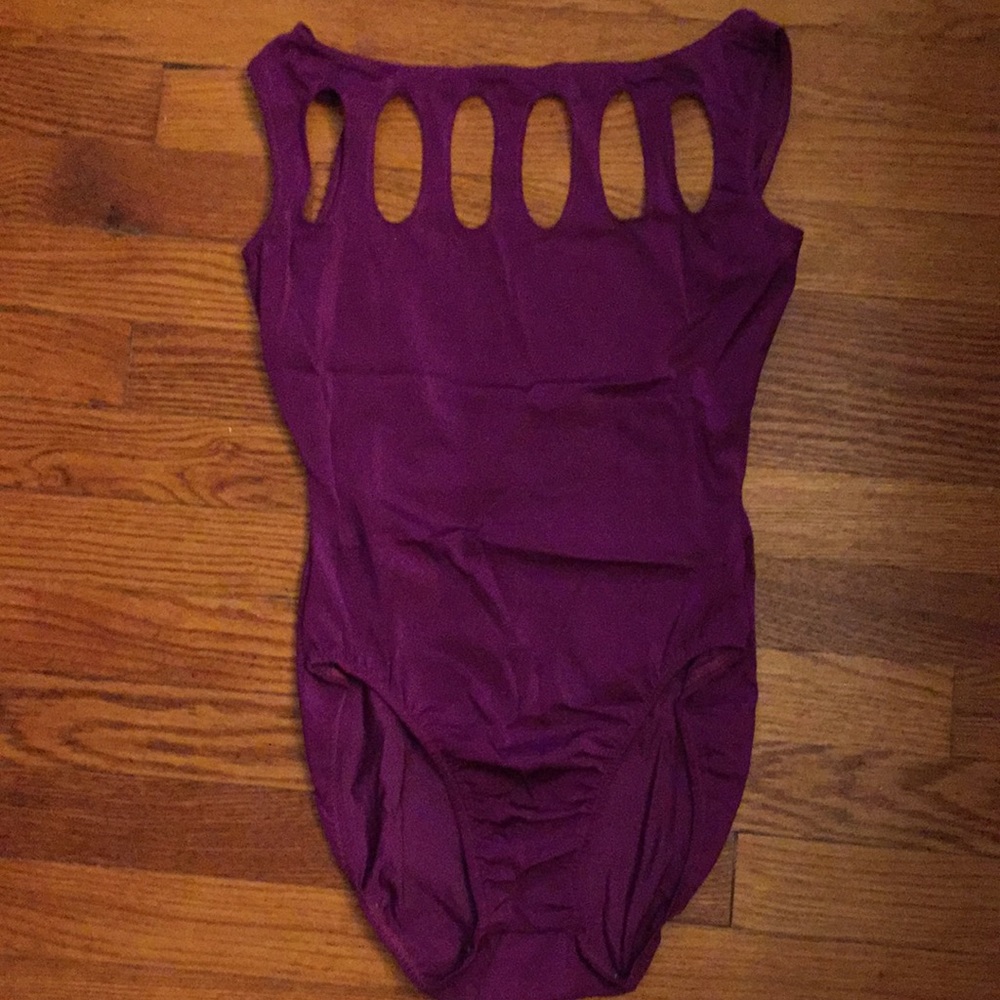 Norma Kamali Bloomingdales Purple Cutout Bodysuit Large Vintage/swimsuit